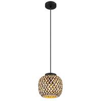 Hängeleuchte Colly Naturfarben max. 15 Watt - Schwarz/Naturfarben, Natur, Naturmaterialien/Kunststoff (20/120cm) - Globo