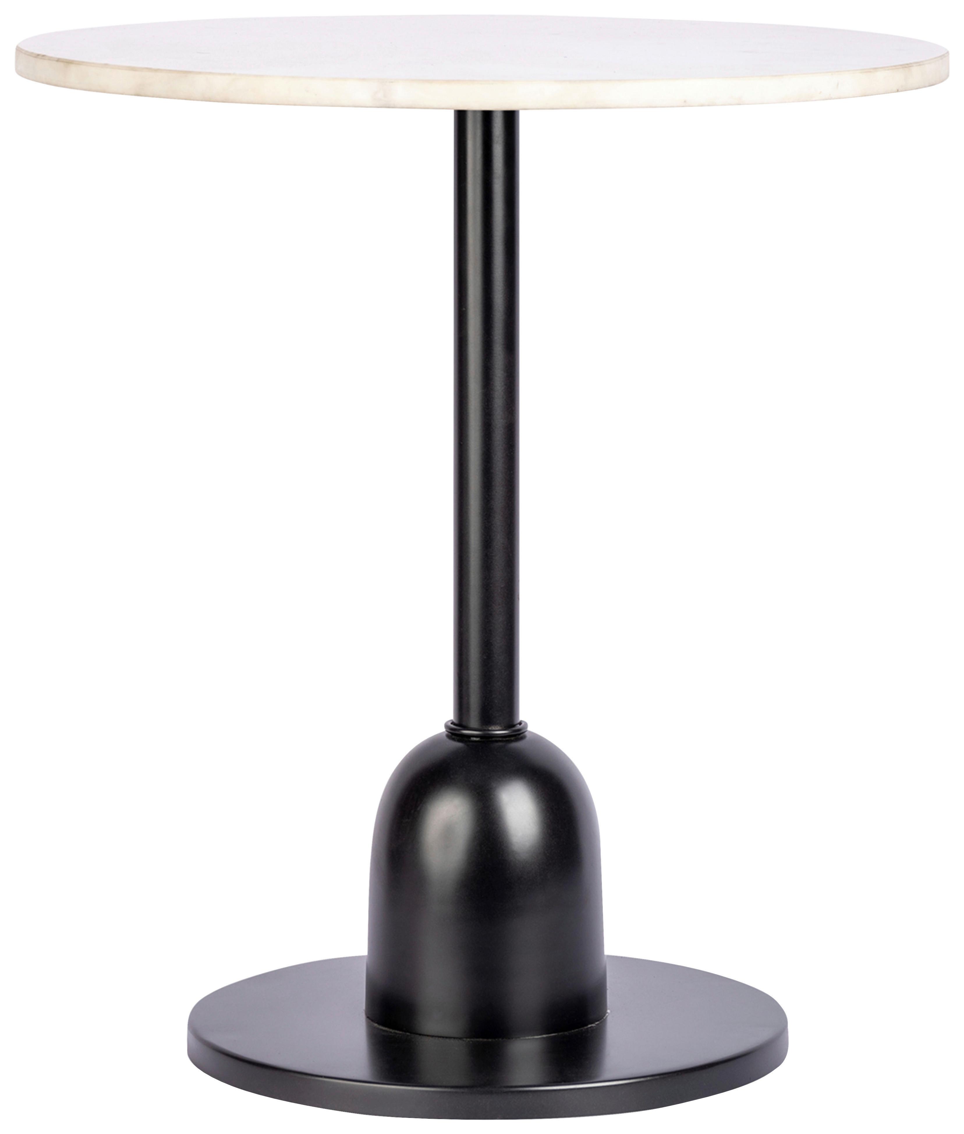 BEISTELLTISCH GORDON 125 WEISS - Weiss/Schwarz, Design, Stein/Metall (46/48cm) - Kayoom