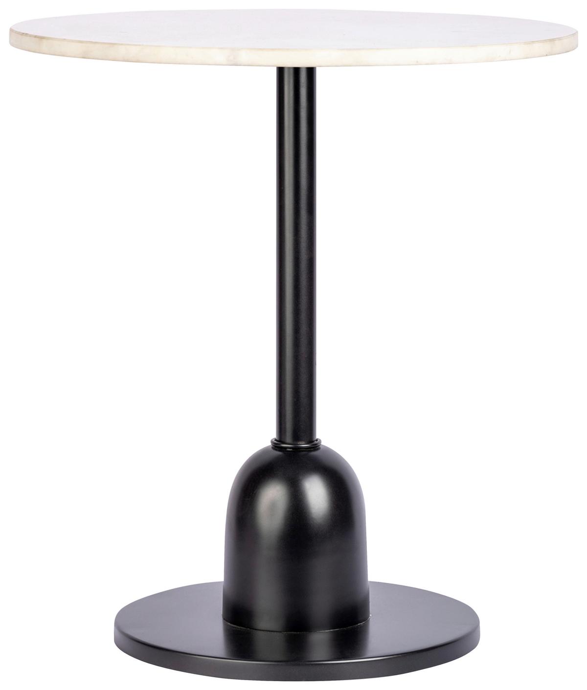 BEISTELLTISCH GORDON 125 WEISS - Weiss/Schwarz, Design, Stein/Metall (46/48cm) - Kayoom