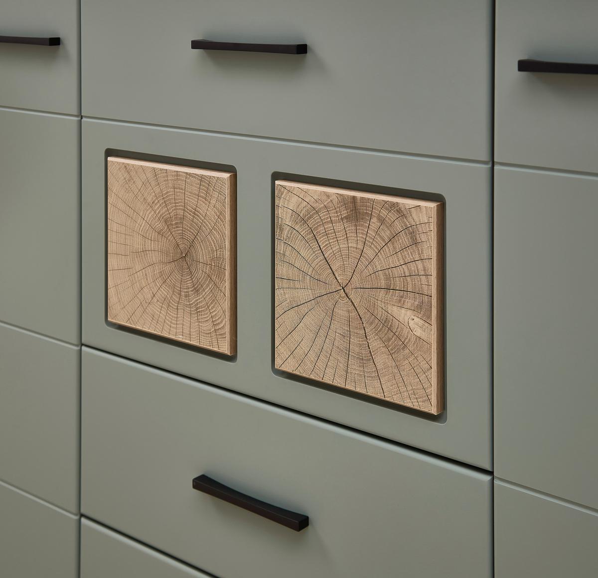 Sideboard Fun Plus II Grün/Eichefarben - Eichefarben/Schwarz, MODERN, Holzwerkstoff/Metall (170/94/42cm) - Mömax