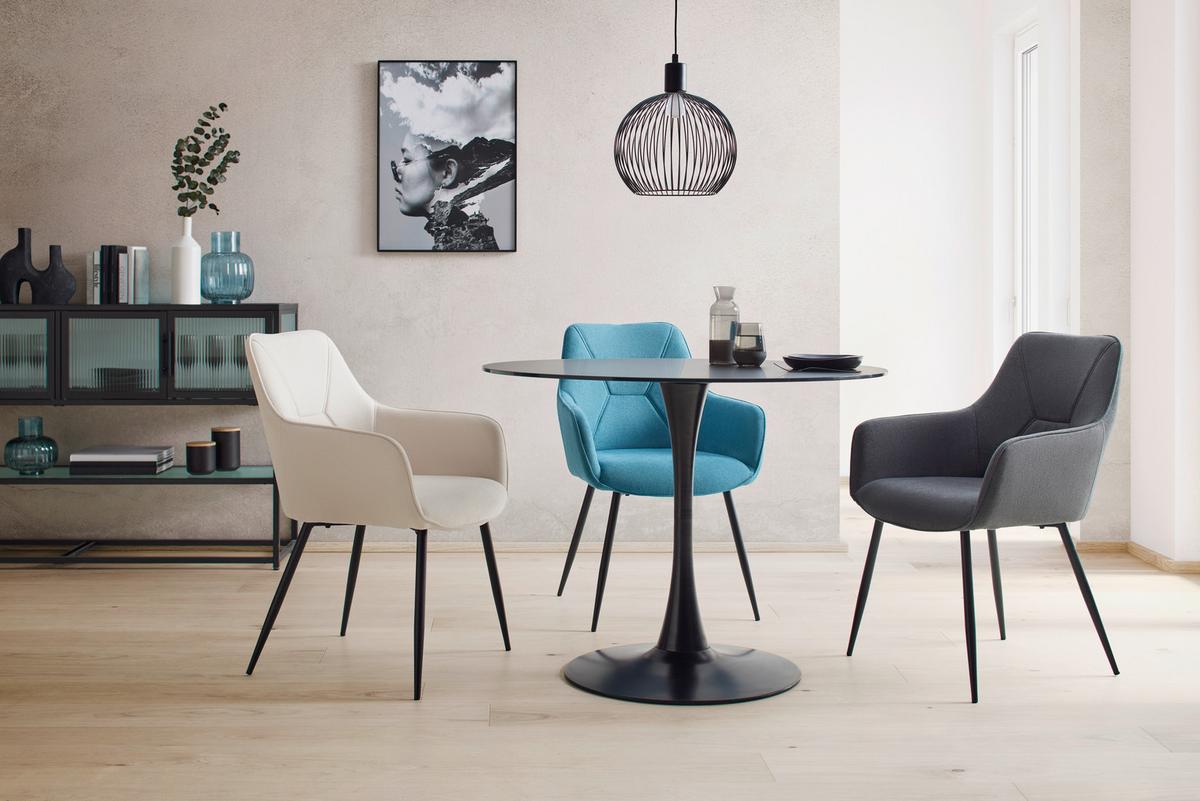 Scaun cu brate ELENA - bej/negru, Modern, lemn/metal (57/85/60cm) - Mömax