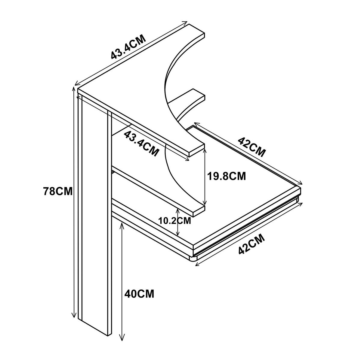 Kotni Element Za Klop Esal, Bela - bela, Moderno, leseni material (43/78/43cm) - MID.YOU