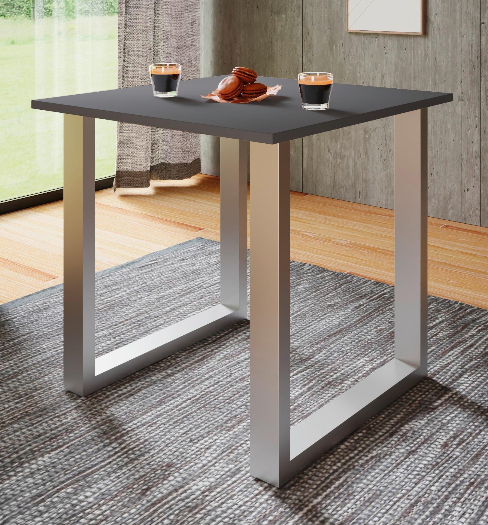 SCHREIBTISCH LONA - Anthrazit/Silberfarben, Design, Holzwerkstoff/Metall (50/80/76cm) - MID.YOU