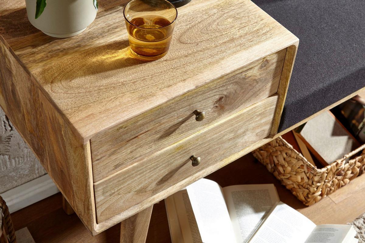 Klop Brez Naslona Wl6.485 - črna/rjava, Moderno, tekstil/les (120/65/40cm) - MID.YOU