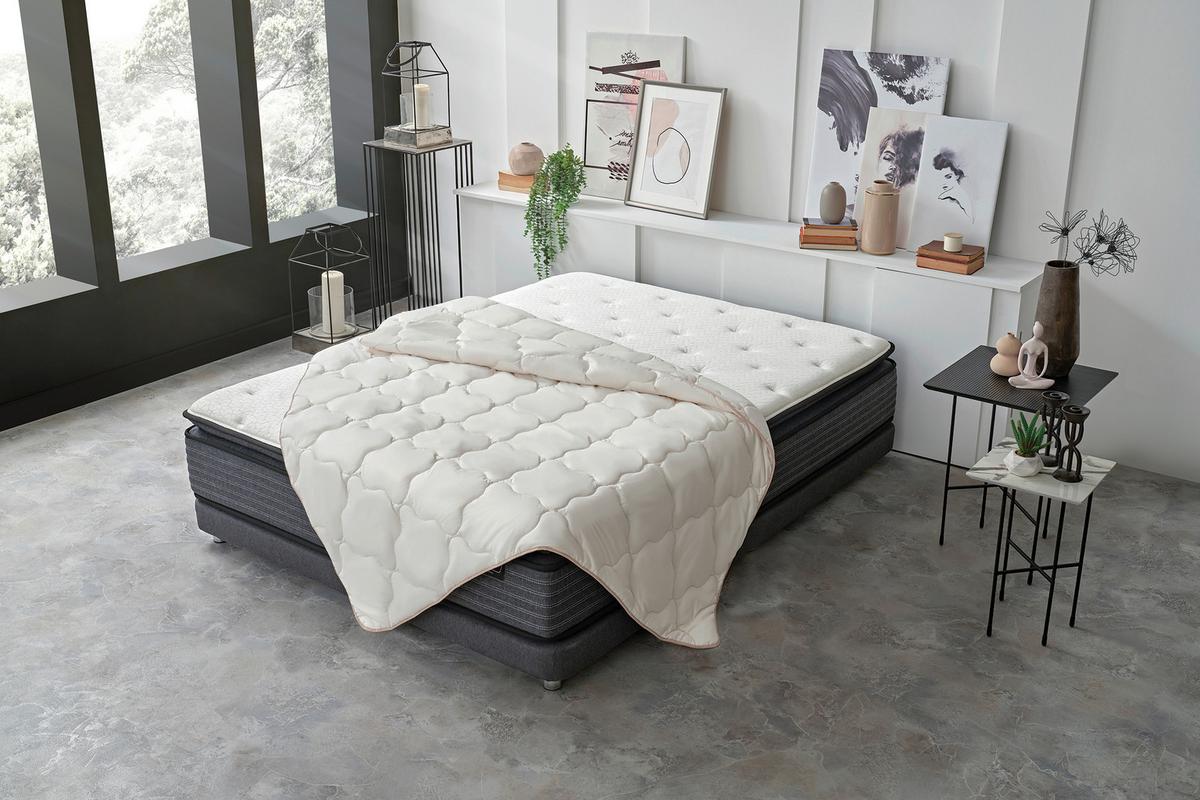 Bettdecke Superwashed Wolle ca. 155x220x17,33 cm Weiß - Weiß, Basics, Textil (155/220/17,33cm) - Yatas