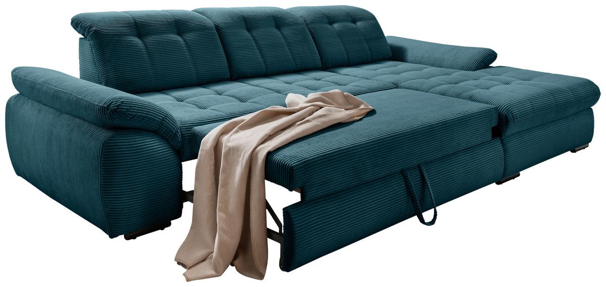 Ecksofa mit Bettkasten Rigatti ca. 314x184 cm Petrol - Petrol/Schwarz, MODERN, Textil/Metall (314/184cm) - Livetastic