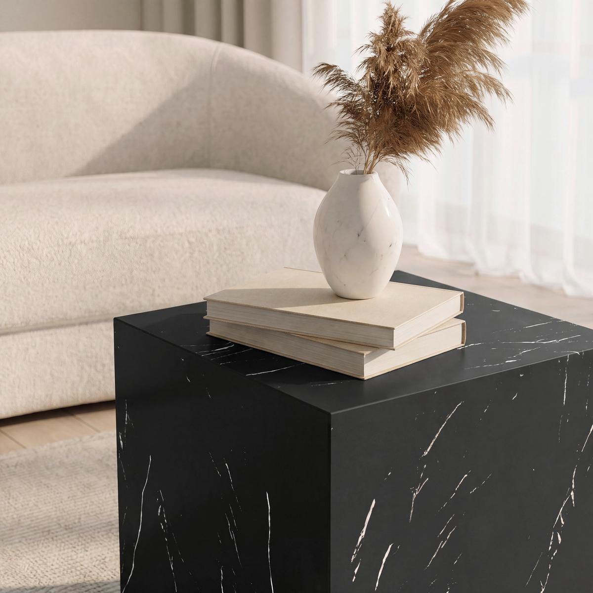 Măsuță de cafea EZRA - negru, Modern, material pe bază de lemn (40/45,5/40cm) - Bessagi Home