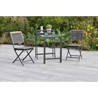 Balkonset Patmos Holz 5-tlg. - Graphitfarben/Grau, KONVENTIONELL, Holz/Textil - Gardenson