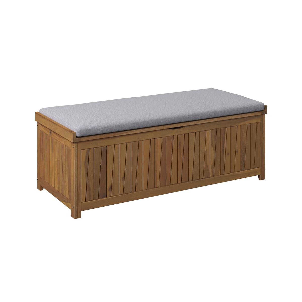 SKRZYNIA OGRODOWA SABAH - kolor akacjowy/szary, Modern, tkanina/drewno (140/50/60cm) - Ambia Garden