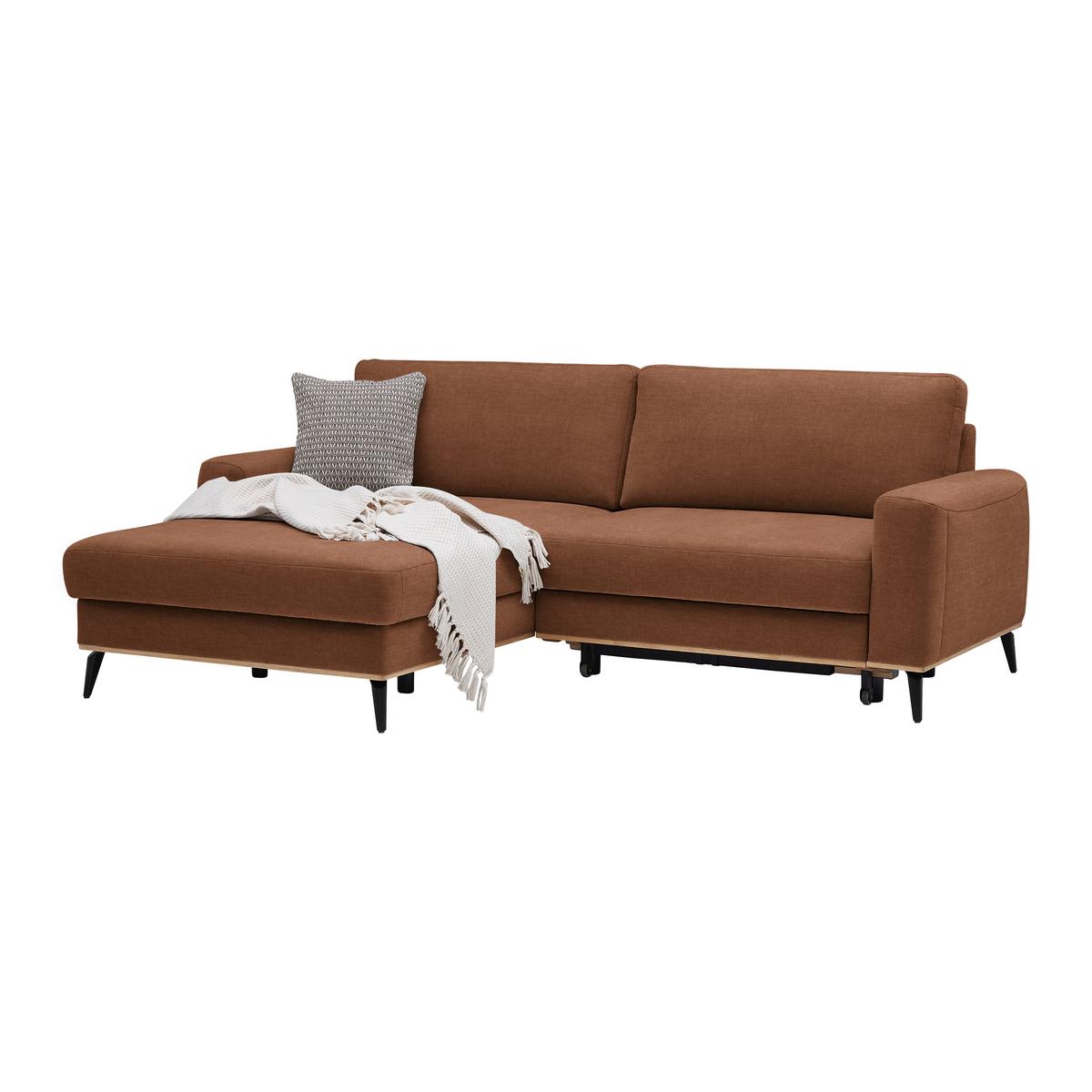 Wohnlandschaft Romeo Rostfarben - Rostfarben/Schwarz, KONVENTIONELL, Holz/Textil (167/87/234cm) - Zandiara