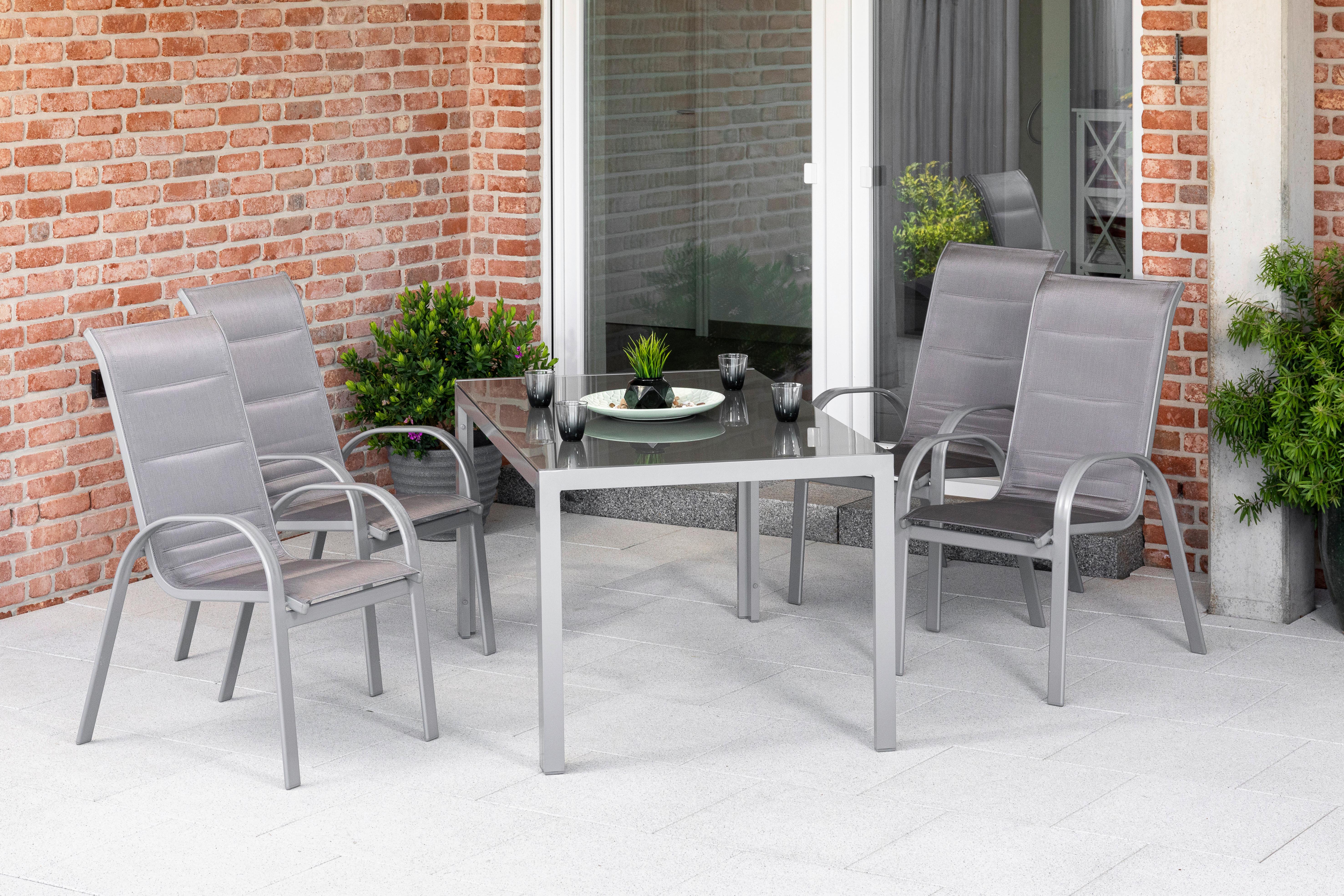 GARTENSET AMALFI DI LUSSO - Silberfarben/Braun, MODERN, Textil/Metall - Gardenson