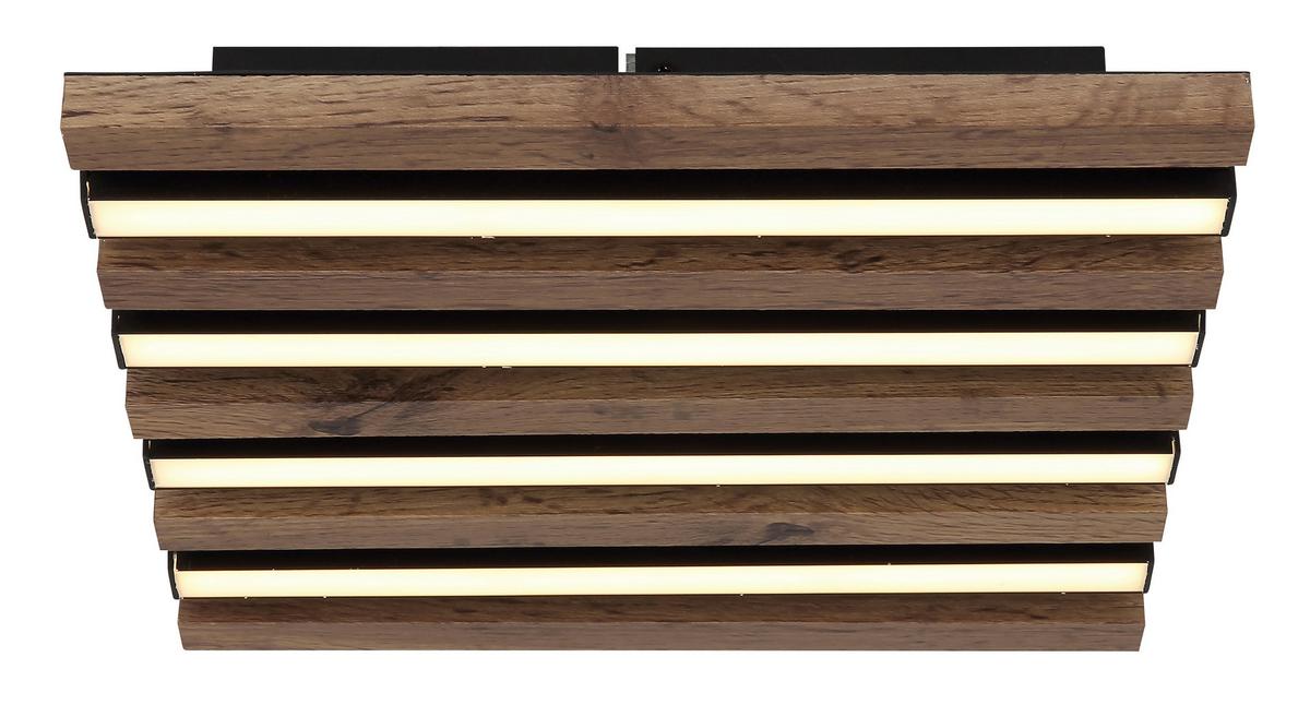 Led Stropna Svjetiljka Hayden - bijela/tamno smeđa, Natur, drvni materijal/metal (30/30/5cm)