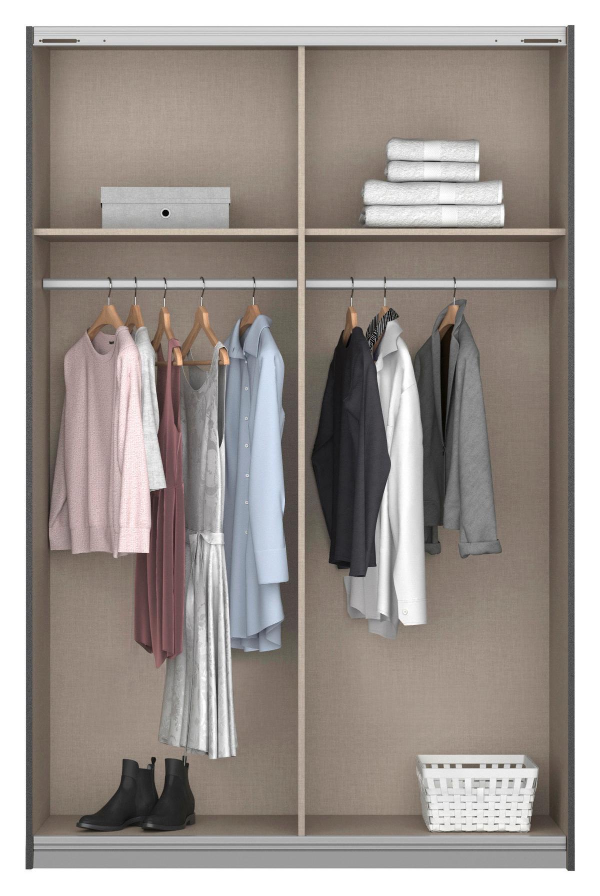 Ormar S Kliznim Vratima Subito - bijela/boje grafita, Moderno, drvni materijal/metal (136/197/61cm) - Modern Living