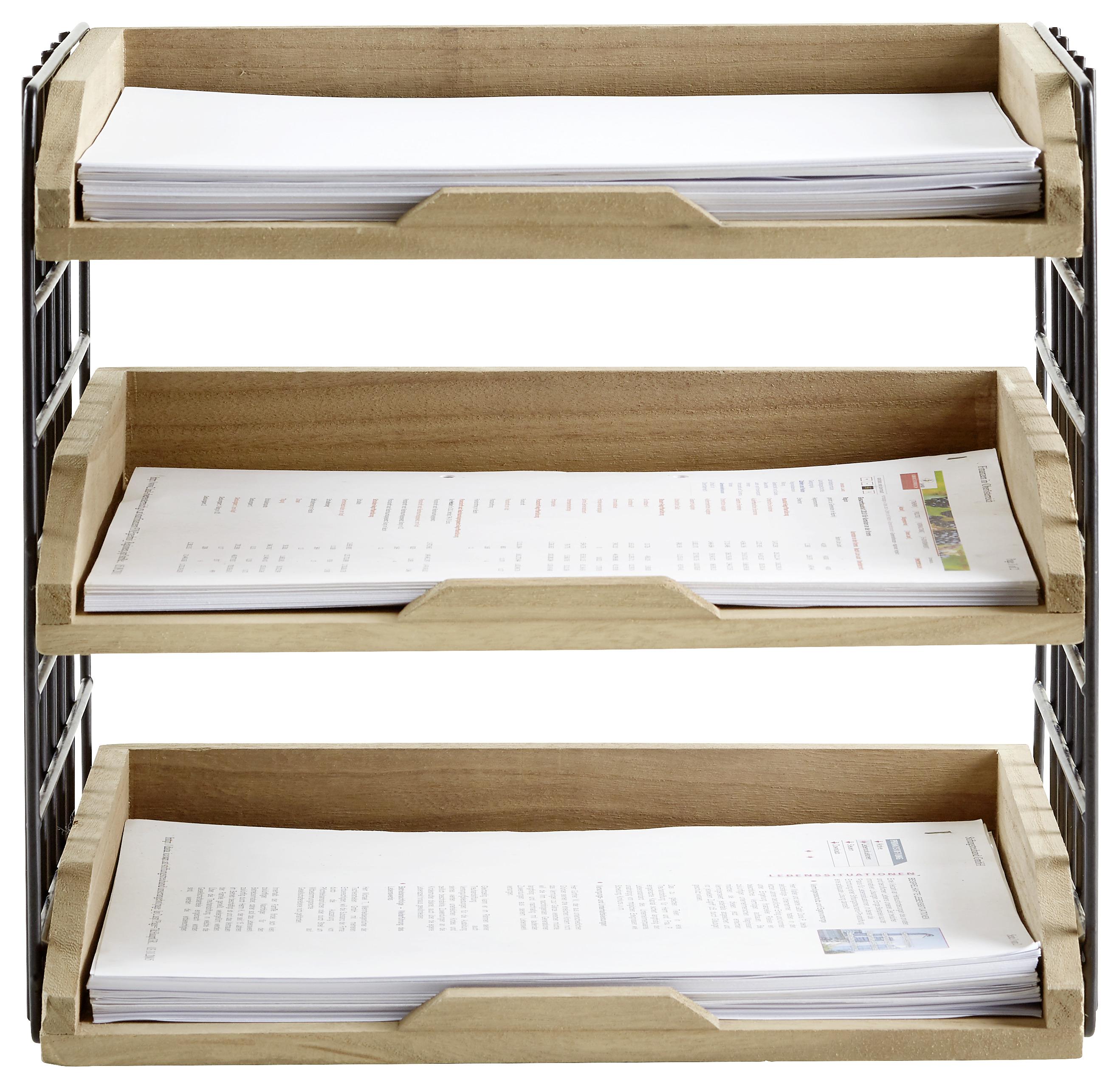 Briefablage aus Echtholz in Braun - Schwarz/Braun, LIFESTYLE, Holz/Metall (34/25/30cm) - Mömax