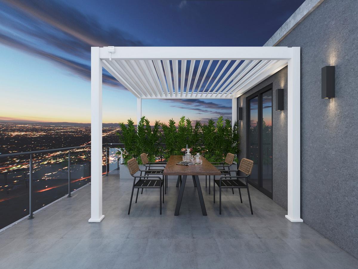 Pergola Superior, Bela, 3,6x4m - bela/visoki sijaj, Basics, kovina (360/255/400cm) - Gardenson