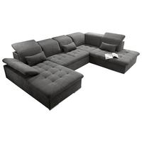 Wohnlandschaft Wayne U inkl. Kissen Dunkelgrau - Dunkelgrau/Silberfarben, KONVENTIONELL, Kunststoff/Textil (188/340/240cm) - MID.YOU