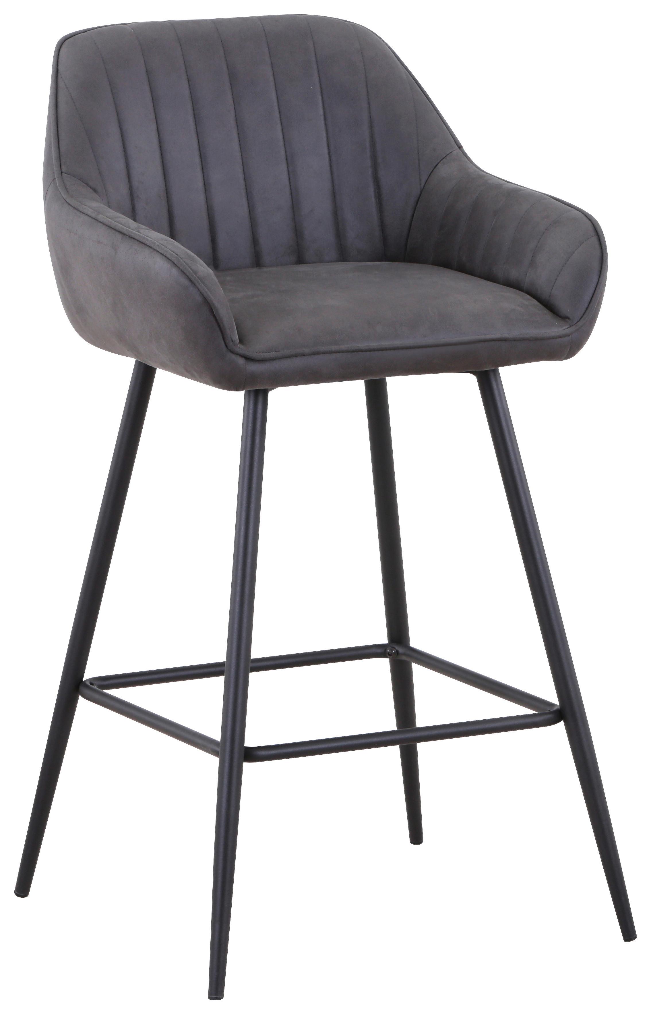 Barski Stol Rom, Siva - temno siva/črna, Moderno, kovina/tekstil (51/96/52cm)