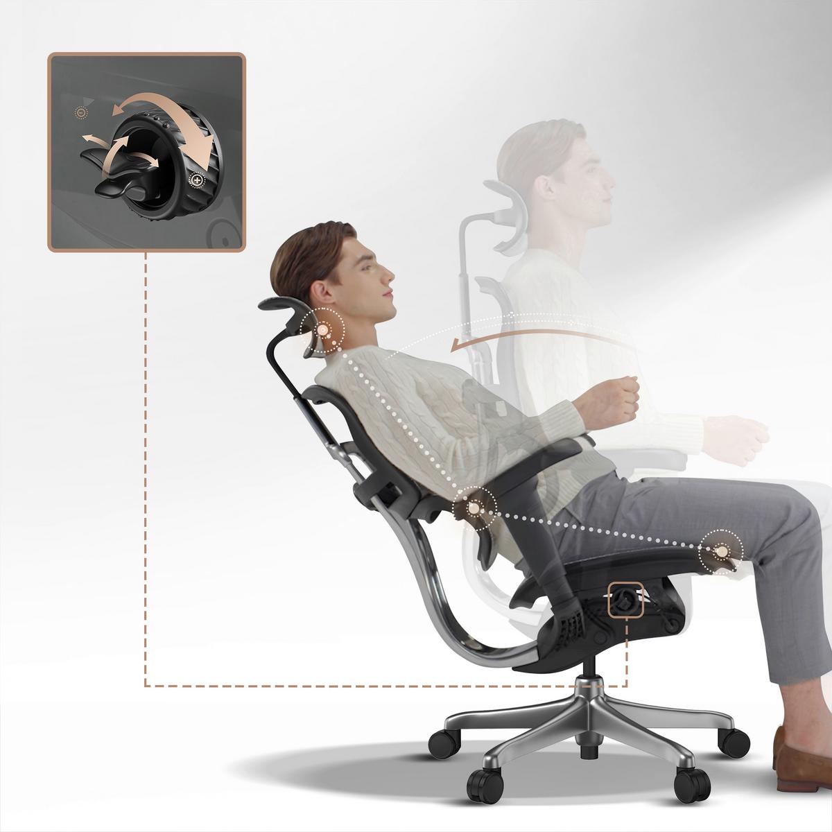 Drehstuhl Ergohuman Signature Gen2 Schwarz - Schwarz, MODERN, Kunststoff/Textil (69/119 - 138/65cm) - MID.YOU