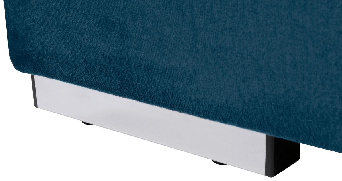 Polsterbett Granda ca. 140x200 cm Dunkelbau - Chromfarben/Kernbuche, MODERN, Holz/Textil (140/200cm) - MID.YOU