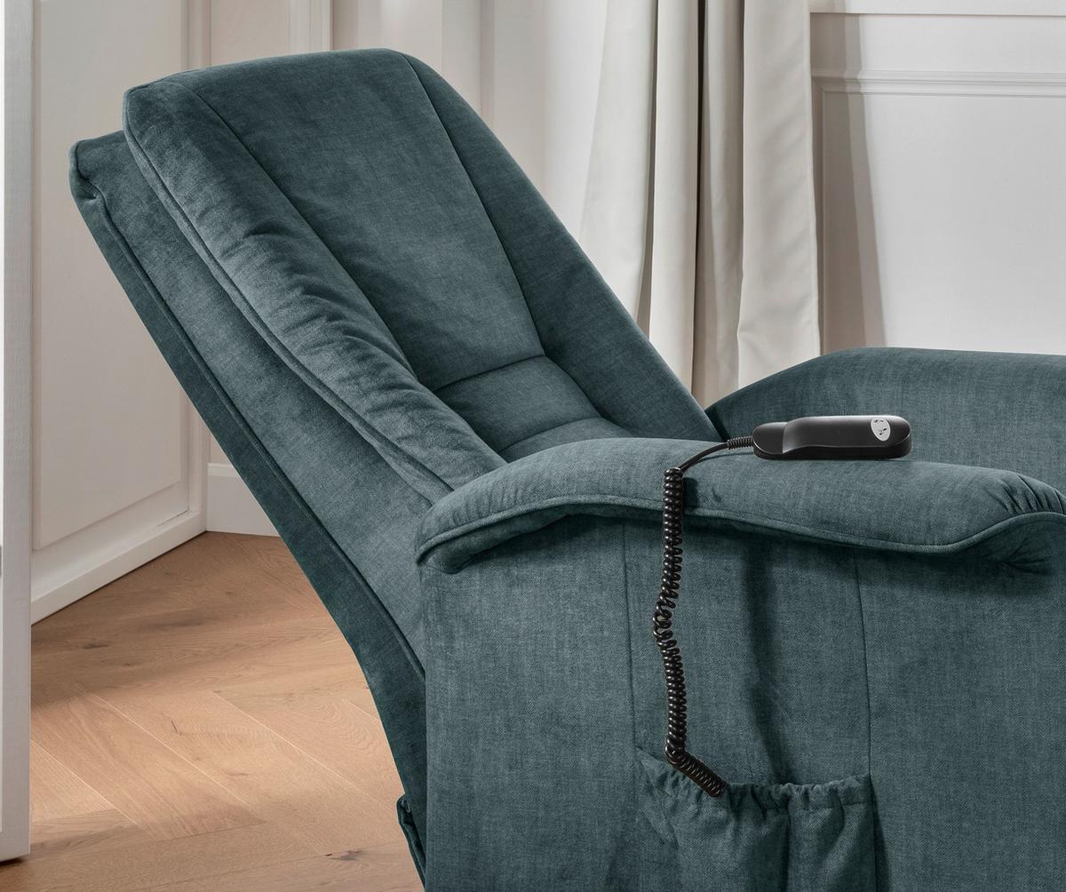 Relaxsessel Harry Dunkelblau Velours - Schwarz/Braun, Design, Kunststoff/Textil (77/107/88cm) - Livetastic