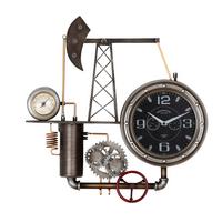 Wanduhr Ölförderturm Schwarz/Silberfarben - Silberfarben/Schwarz, LIFESTYLE, Kunststoff/Metall (55/56/8cm)