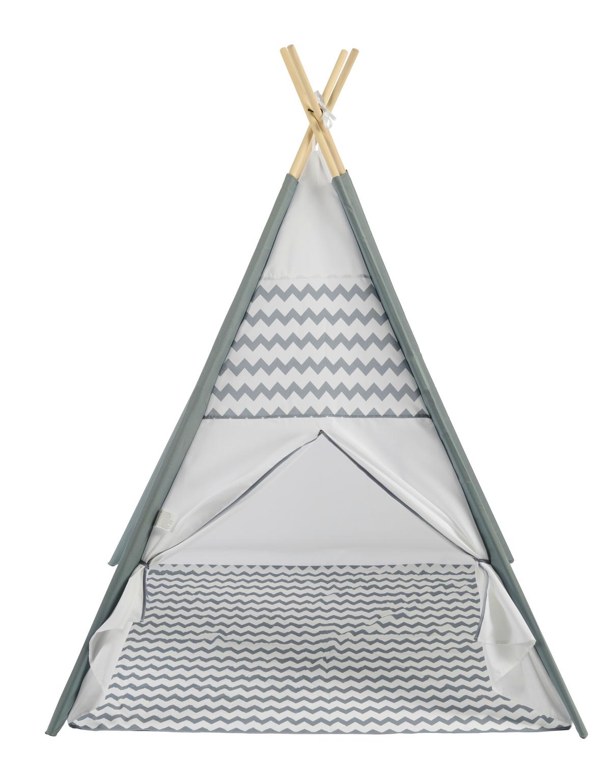 NAMIOT DO ZABAWY TIPI TIMO - jasnoszary/biały, Basics, drewno/tkanina (120/150/120cm) - My Baby Lou