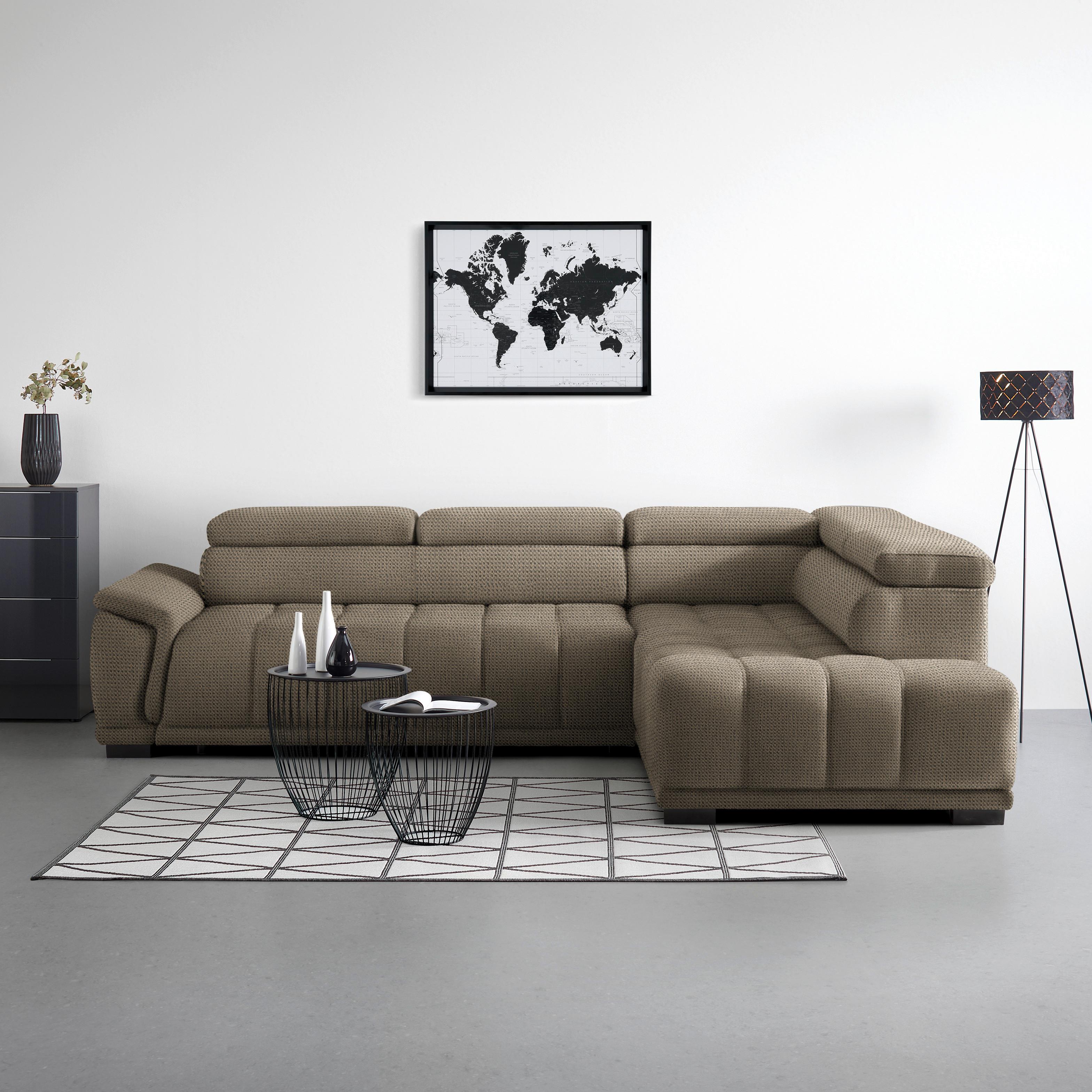 Ecksofa Gremio Rechts Beige - Beige/Schwarz, MODERN, Kunststoff/Textil (283/206cm) - Premium Living
