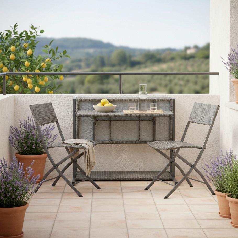 Loungeset Mario Grau Metall/Kunststoff Modular - Hellgrau/Grau, MODERN, Kunststoff/Textil (110/86,5/80cm) - Bessagi Garden