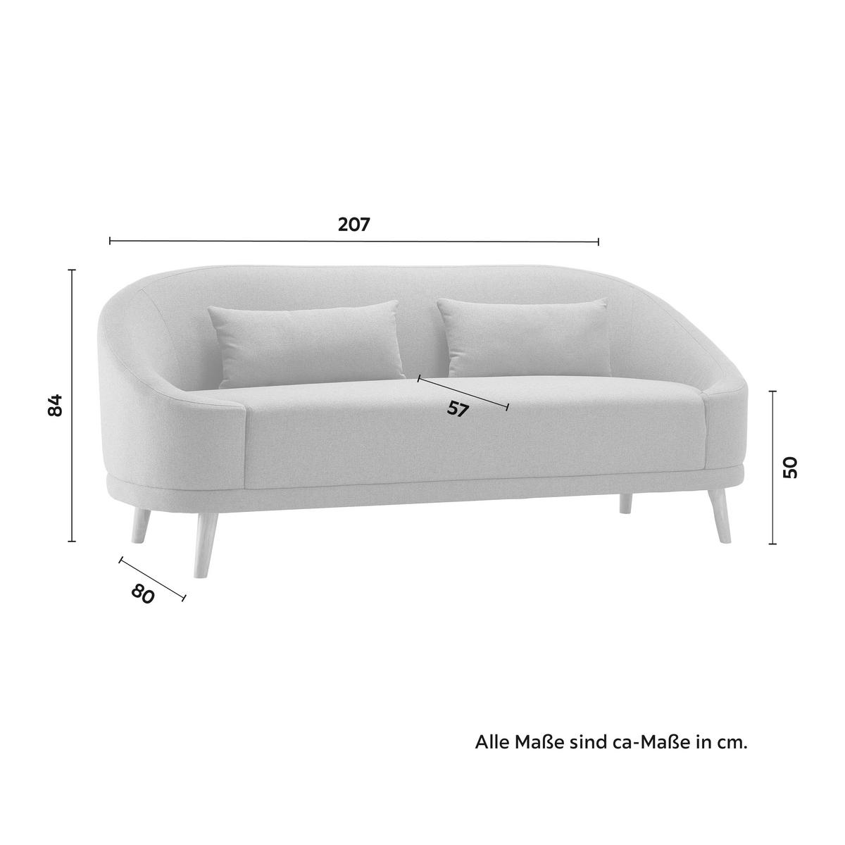Sofa in Grau "Jannike" - Dunkelgrau, Modern, Holz/Textil (207/84/80cm) - Bessagi Home
