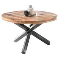 Esstisch Ace ca ø 130 cm Mangoholz - Anthrazit/Naturfarben, Natur, Holz/Metall (130/130/77cm) - MID.YOU