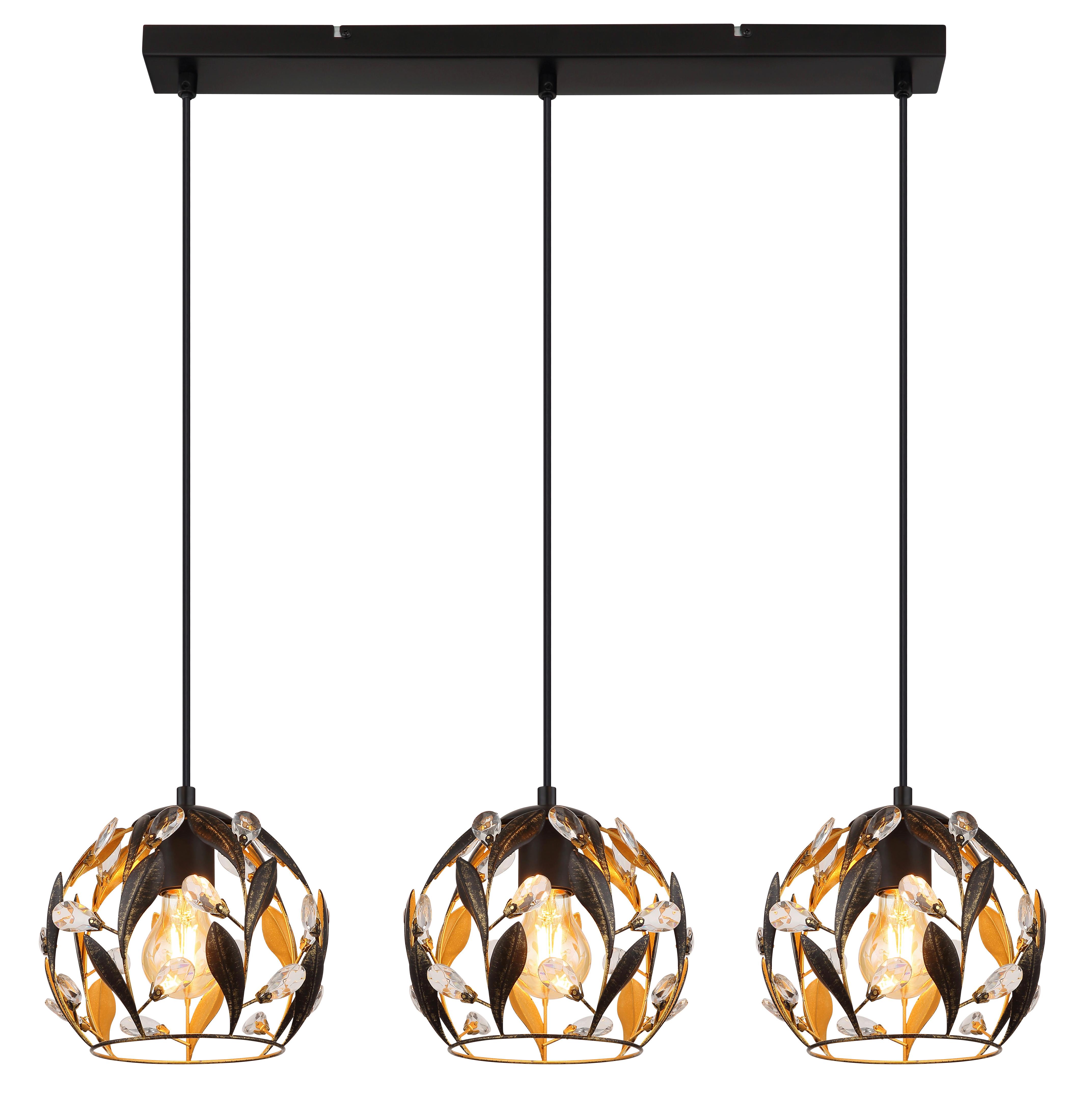 HÄNGELEUCHTE 15759-3H MIKA - Klar/Goldfarben, Basics, Kunststoff/Metall (74/20/150cm) - Globo
