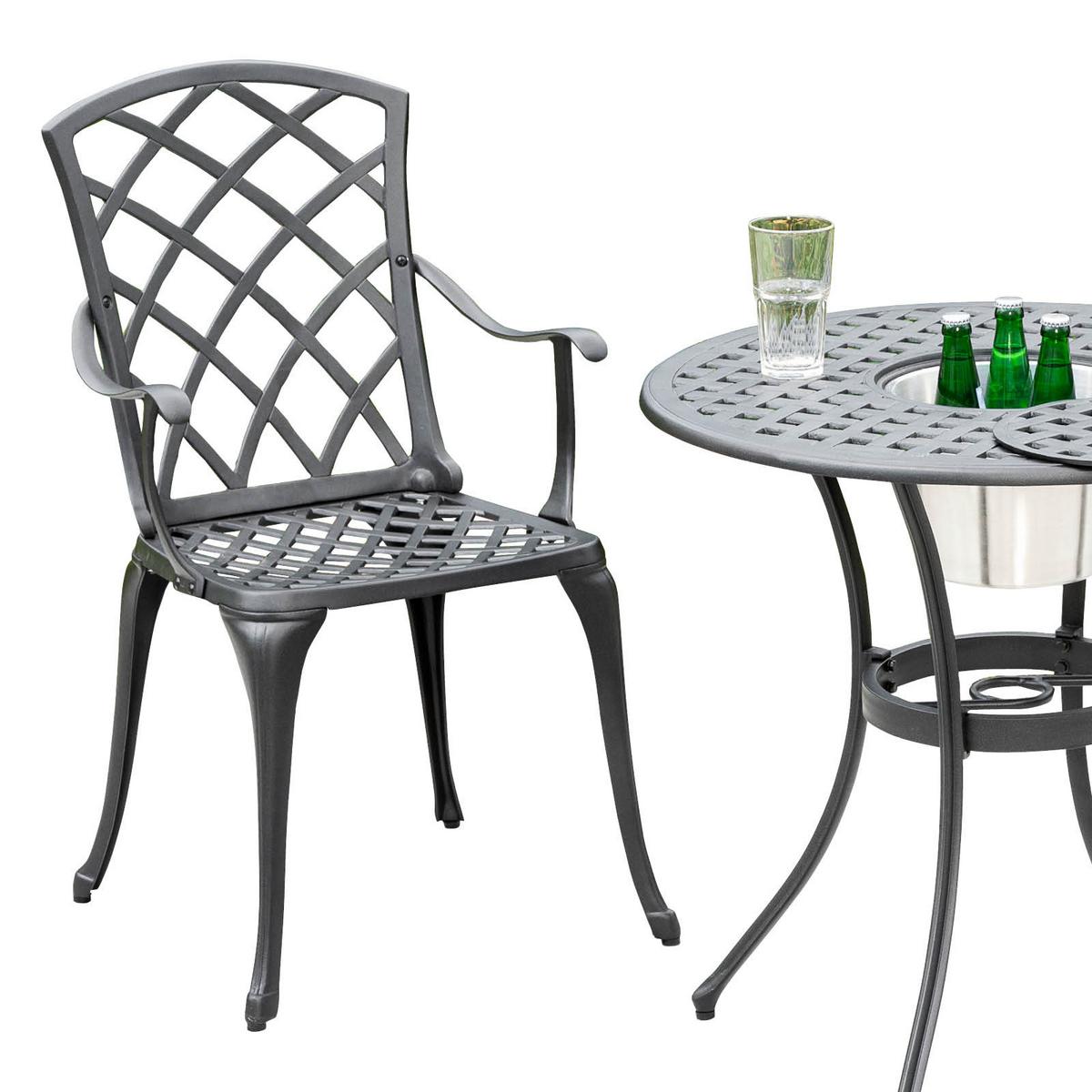 Set Za Balkon Rhodos, 3-Delno - barve grafita, Konvencionalno, kovina - Gardenson