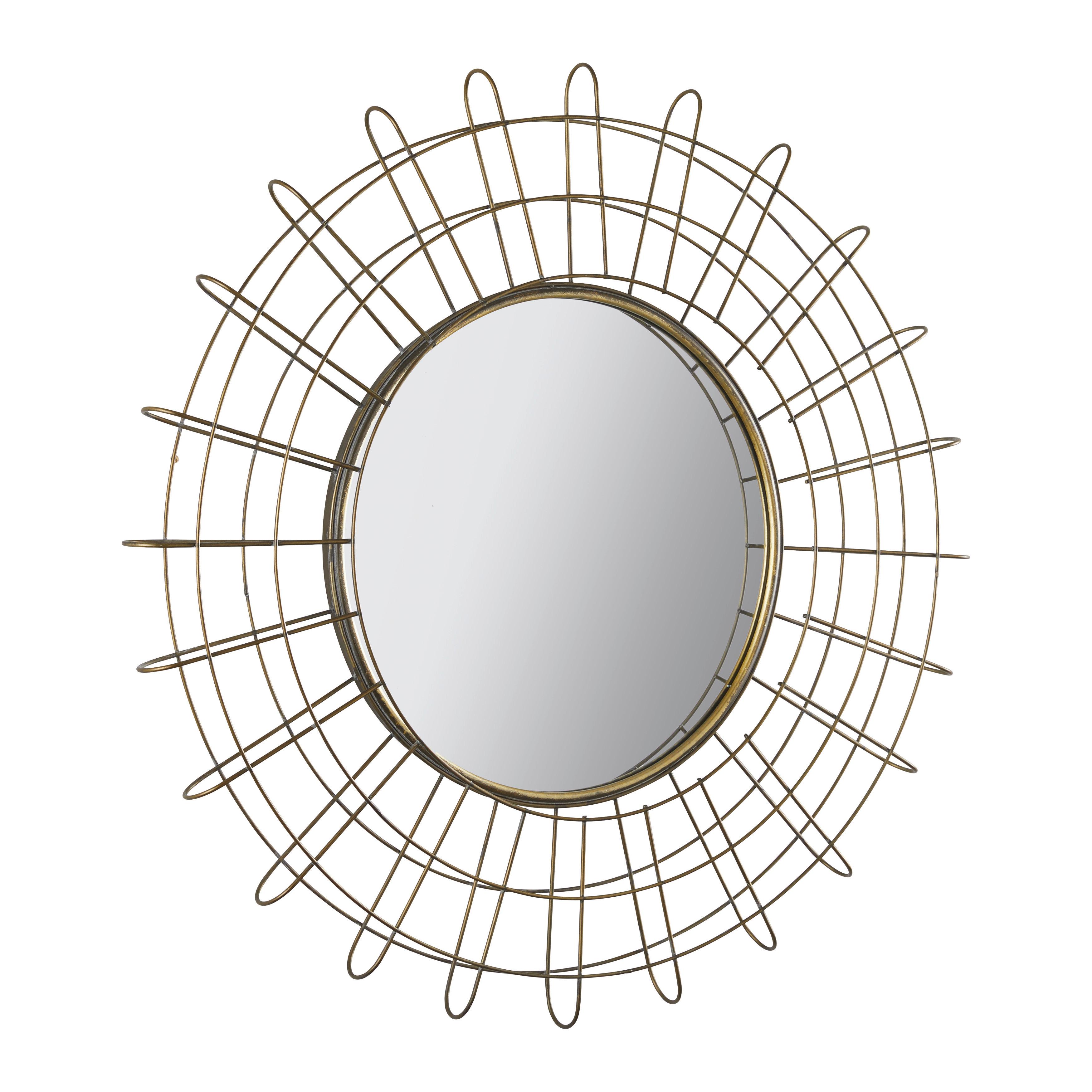 Spiegel Miranda Ø ca.76cm Messing - Messingfarben/Silberfarben, MODERN, Glas/Holzwerkstoff (76cm) - Bessagi Home