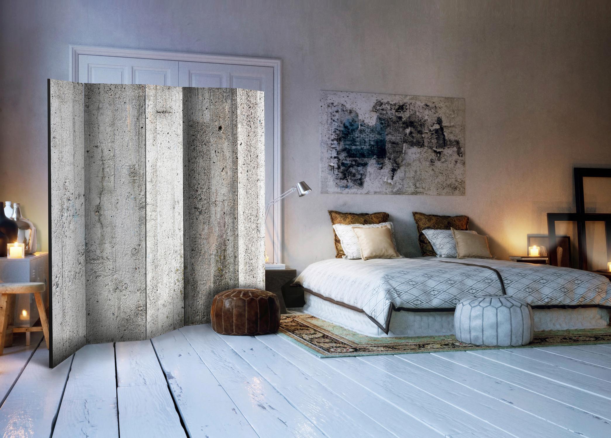 Paravent Grey Emperor II Grau/Grauweiß - Grauweiß/Grau, Basics, Holz/Kunststoff (225/172/3cm) - artgeist