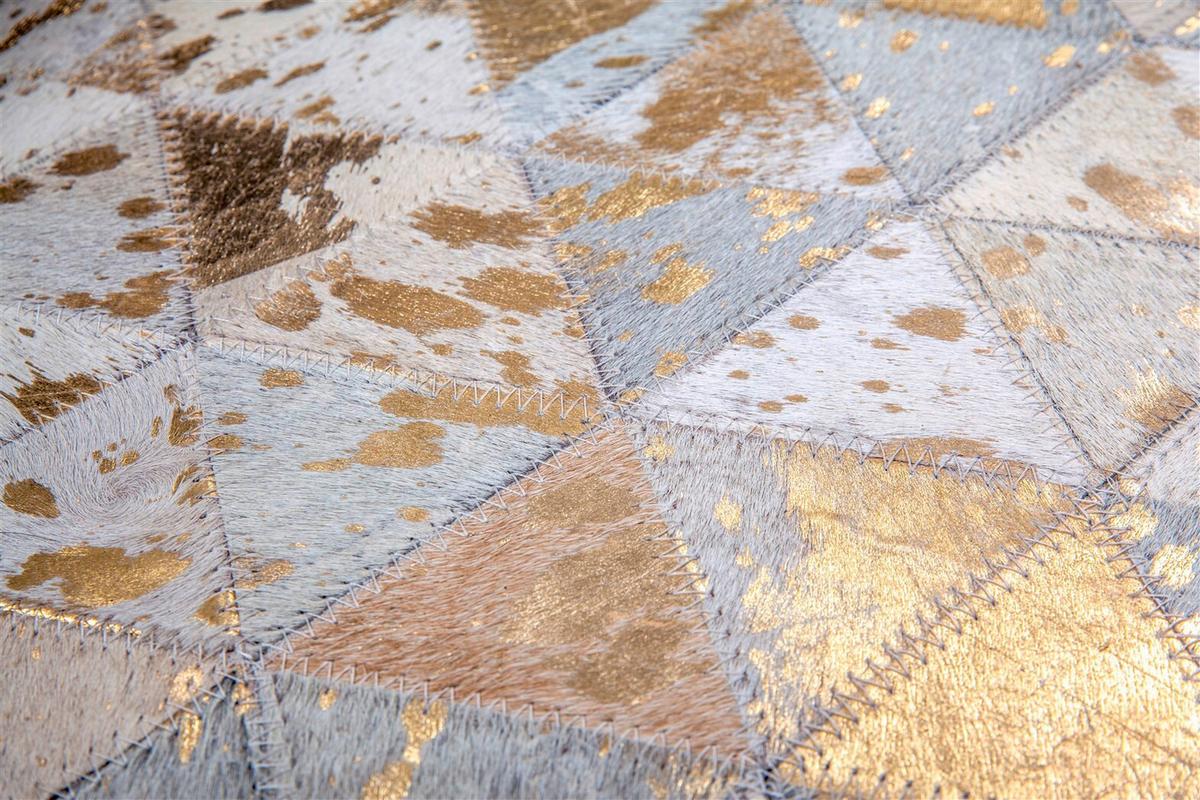 FLACHWEBETEPPICH ROCKET 410 ELFENBEIN / GOLD - Goldfarben/Creme, Konventionell, Leder (200/290cm) - Kayoom