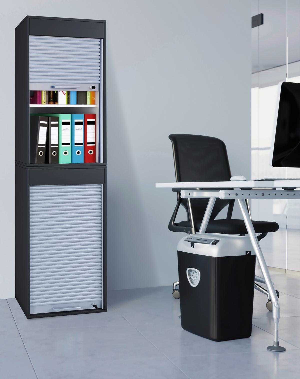 Pisarniška Omara Aktos Xl, Črna, Siva - siva/črna, Moderno, umetna masa/leseni material (50/186/40cm) - MID.YOU