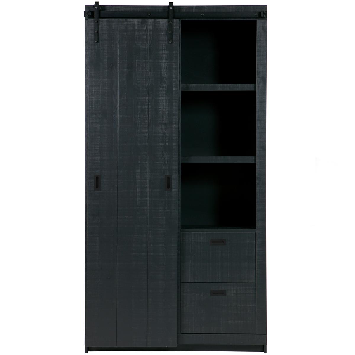 Mehrzweckschrank Slide Barn Schwarz - Schwarz, Design, Holz/Metall (122/230/37cm) - Livetastic