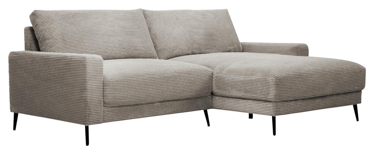 Wohnlandschaft Cora Greige - Greige/Schwarz, Modern, Holz/Textil (223/86/161cm) - Mömax