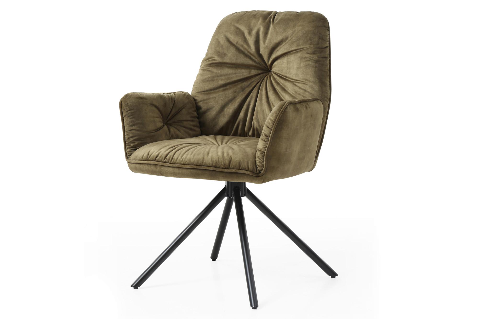 Naslanjač Vintage, Zelena, Vrtljiv - črna/zelena, Moderno, kovina/tekstil (61/90/59cm) - Livetastic