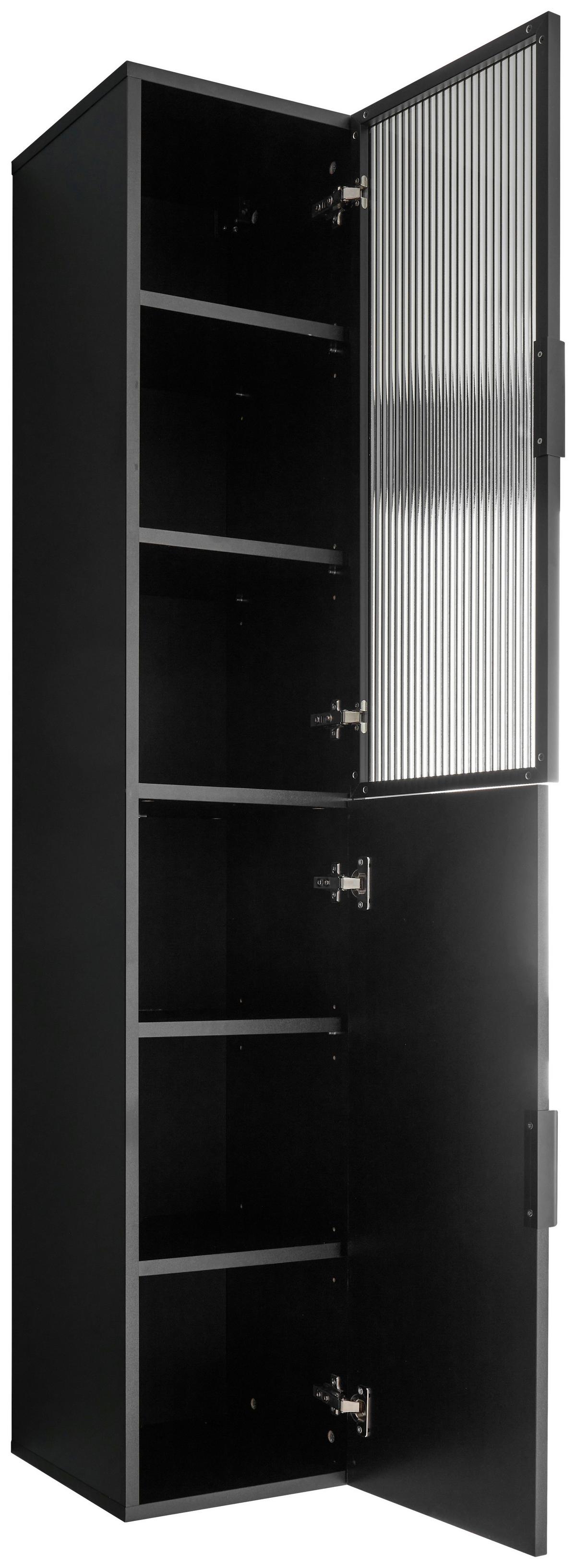 Magasszekrény Diosa - fekete, Konventionell, faalapú anyag/üveg (33/170/35cm) - home24