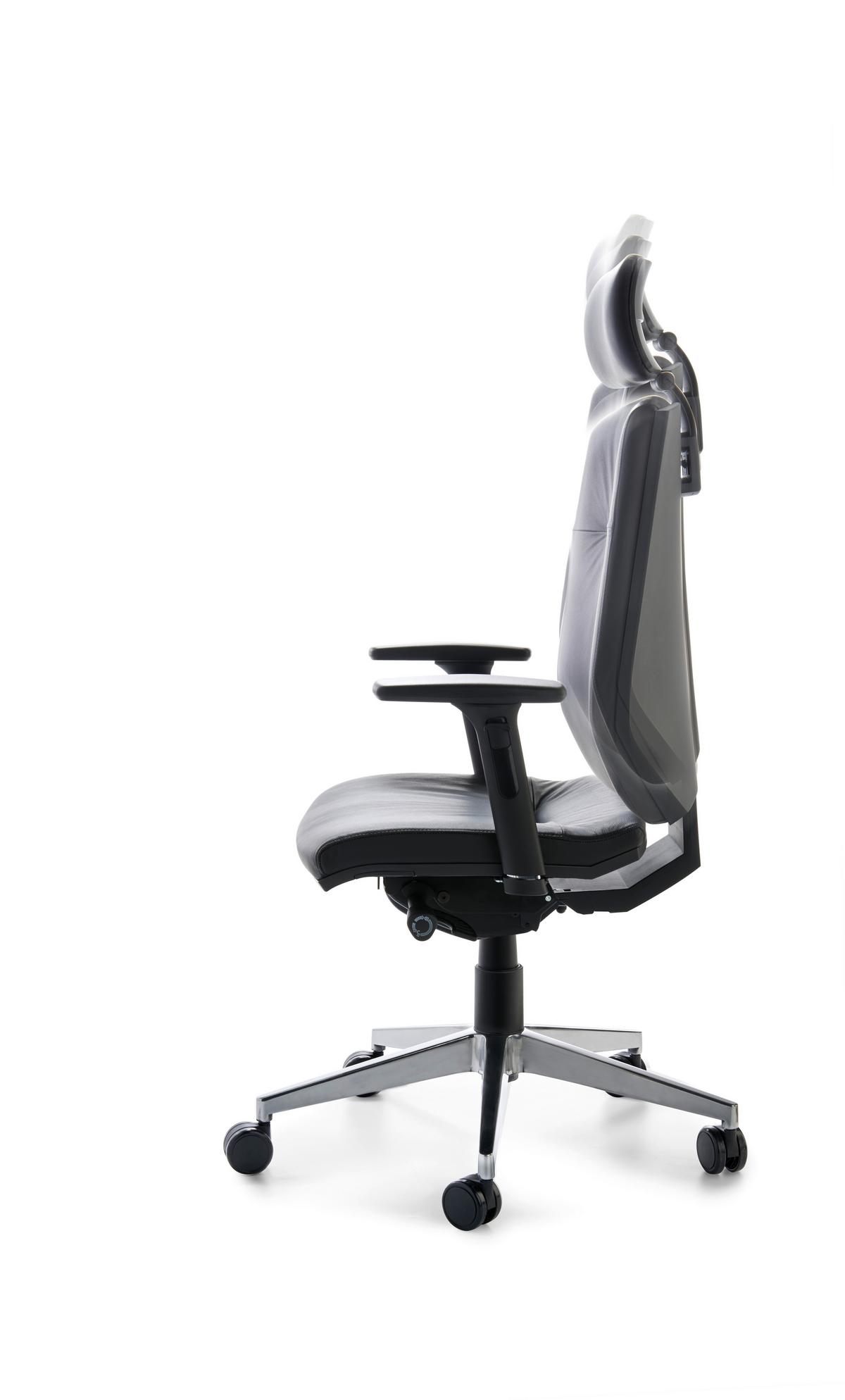 Drehstuhl My Contract Line Schwarz - Chromfarben/Schwarz, ROMANTIK / LANDHAUS, Leder/Holz (66/123-141/62cm) - MID.YOU