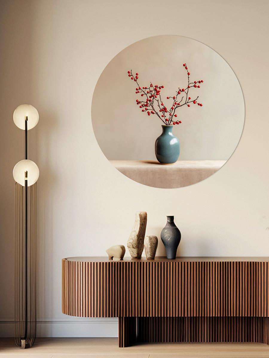 METALLBILD RED BERRY BRANCHES - Beige, Basics, Metall (120/0,3cm)