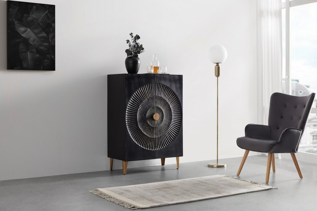 Highboard Sunny SUNNY -STUDIO- - Goldfarben/Schwarz, Lifestyle, Holz/Metall (80/116/42cm) - Premium Living