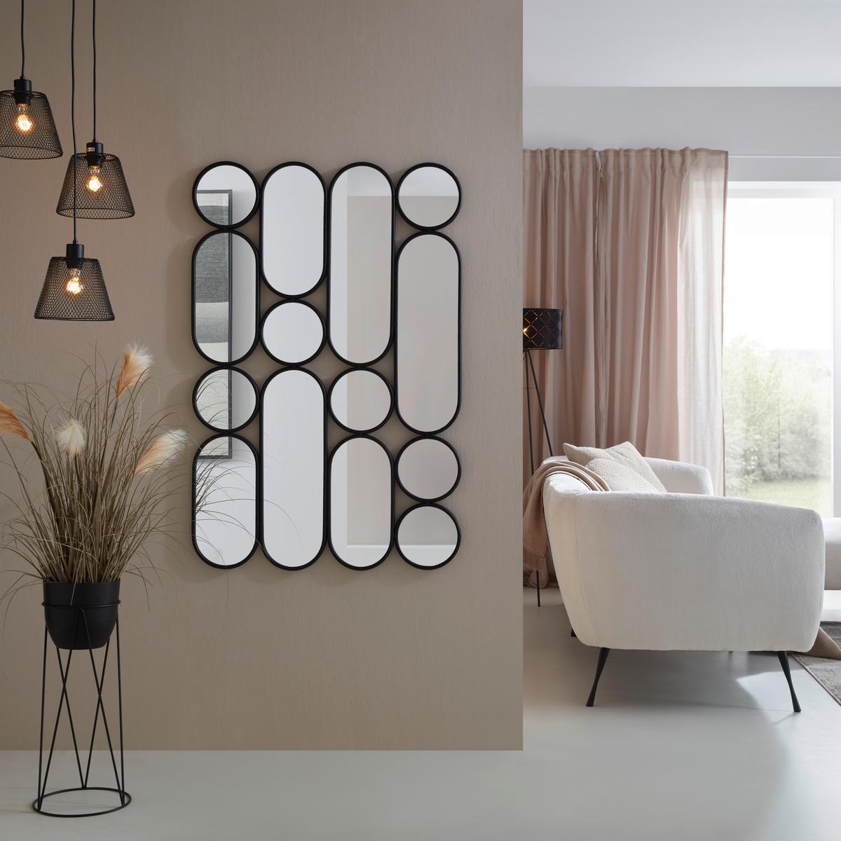 Fali Tükör Arco - fekete, Romantik / Landhaus, műanyag/Üveg (80/120/2,5cm) - Premium Living