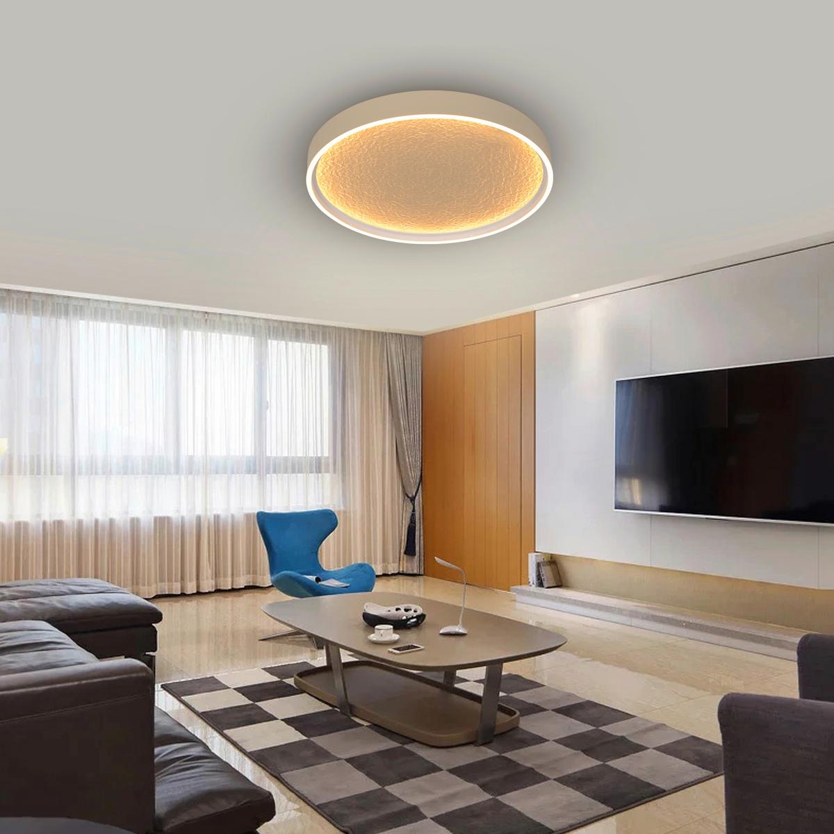 LAMPA SUFITOWA LED 9069-113M BORMES - kolor piaskowy, Basics, tworzywo sztuczne/metal (40/6,5cm)