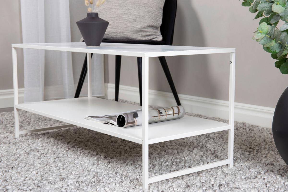 COUCHTISCH STAAL - Weiß, Design, Metall (102/43/45cm) - Livetastic
