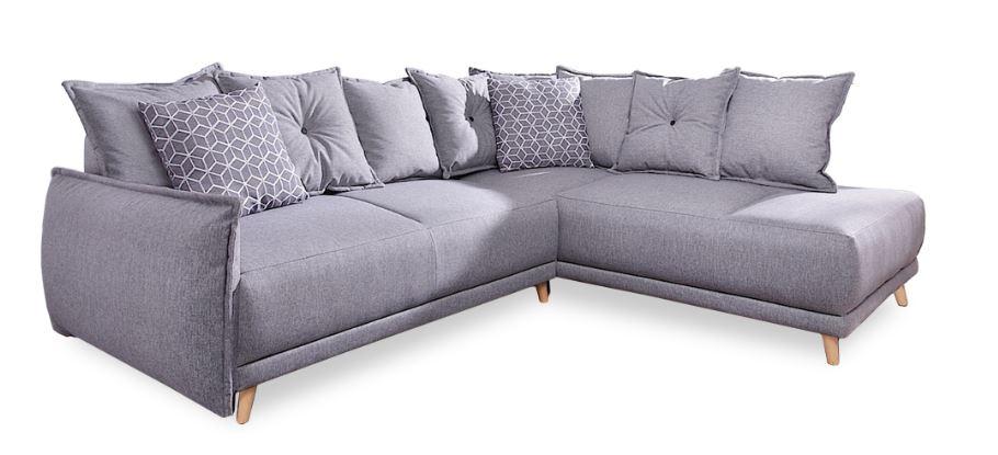 Eckschlafsofa in Hellgrau ´LAZY LUKKA´ - Hellgrau/Kieferfarben, Basics, Holz/Textil (235/190cm) - MID.YOU