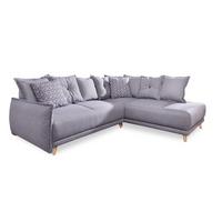 Eckschlafsofa in Hellgrau ´LAZY LUKKA´ - Hellgrau/Kieferfarben, Basics, Holz/Textil (235/190cm) - MID.YOU