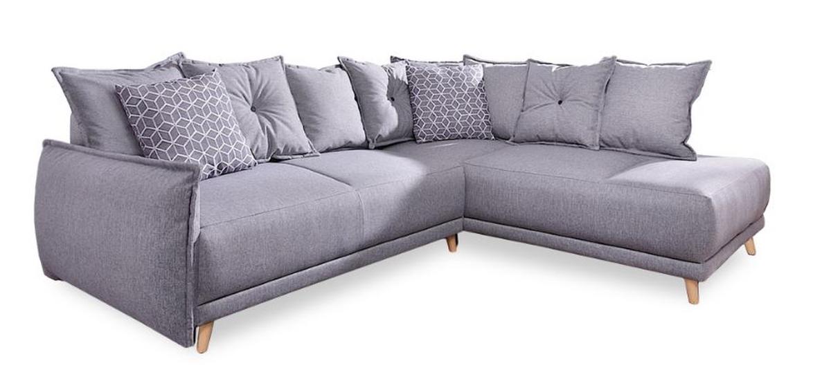 Eckschlafsofa in Hellgrau ´LAZY LUKKA´ - Hellgrau/Kieferfarben, Basics, Holz/Textil (235/190cm) - MID.YOU