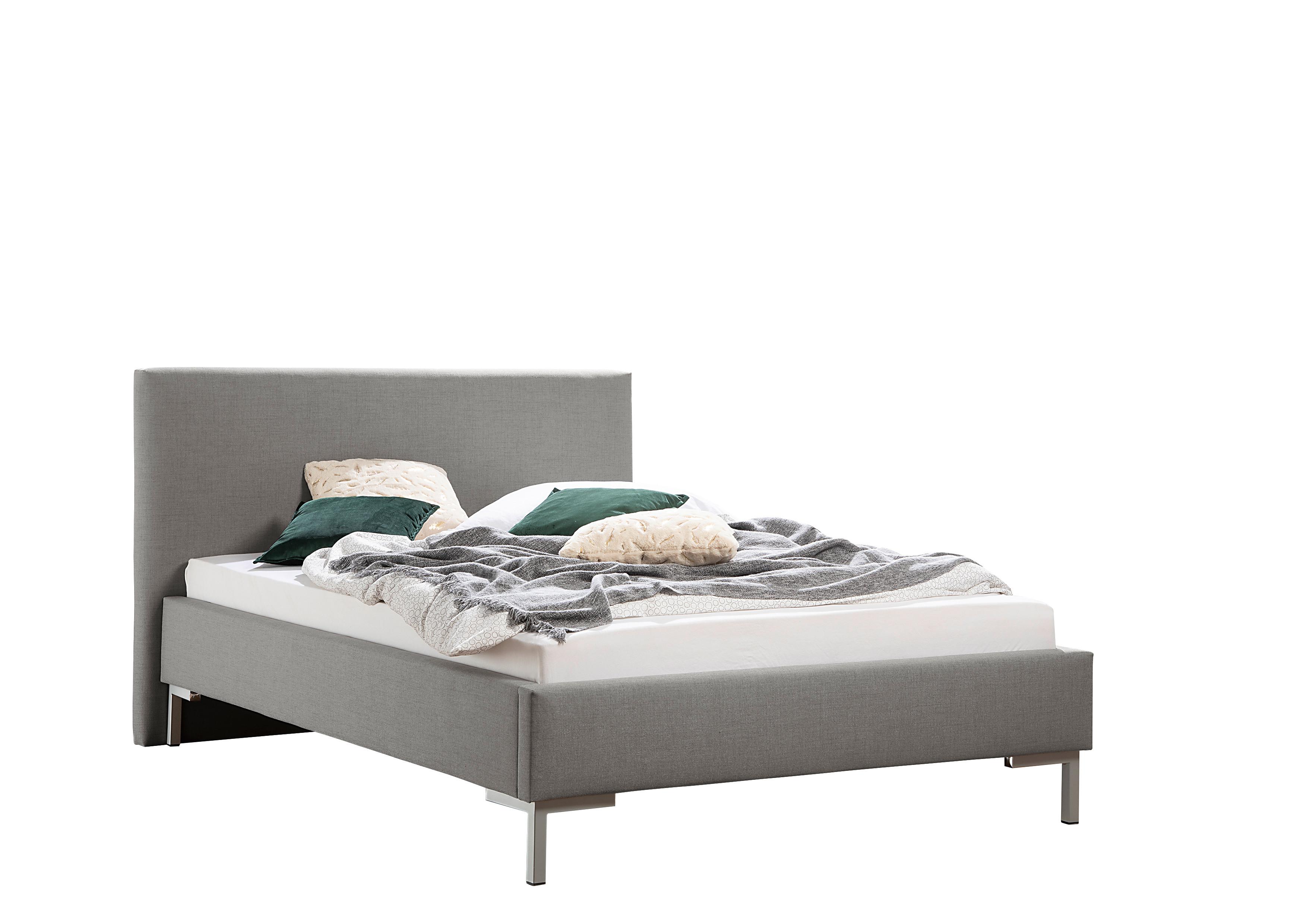 Polsterbett Minto Grau ca. 140x200 cm - Silberfarben/Grau, MODERN, Textil/Metall (140/200cm) - Livetastic
